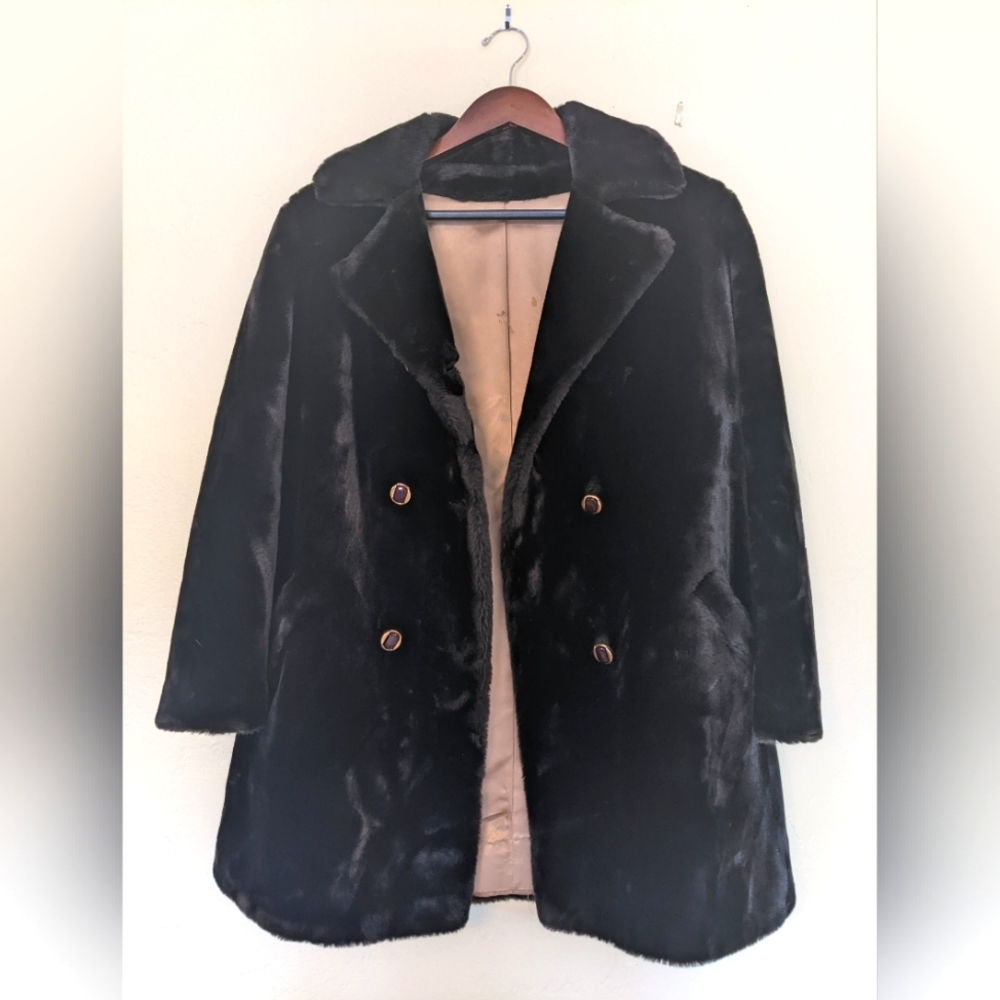 Vintage Glenoit faux fur longsleeve button front 1960s